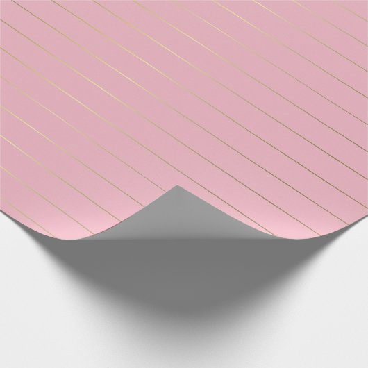 Papier Cadeau Rose rose or rayures glam brillant design élégant (Coin)