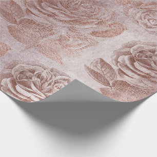 Papier Cadeau Rose Rose Rose Or Métallic Floral Blush Powder