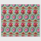 PAPIER CADEAU ROSE ROSE ROSE ROUGE JAUNE EN BLEU (Plat)