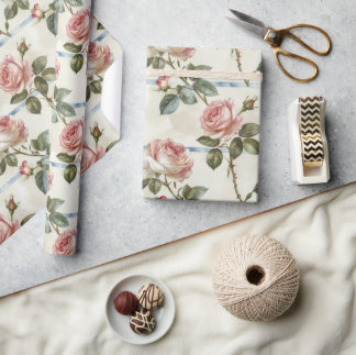 Papier Cadeau Rose Rose Vintage