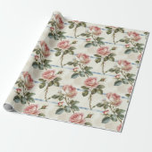 Papier Cadeau Rose Rose Vintage (Déroulé)