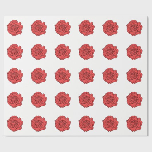 Papier Cadeau Rose rouge (Plat)