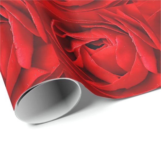 PAPIER CADEAU ROSE ROUGE (Coin rond)
