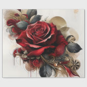 Papier Cadeau Rose Rouge (Plat)