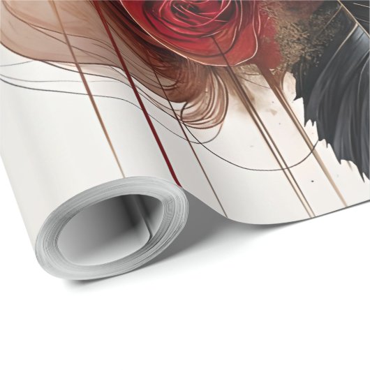 Papier Cadeau Rose Rouge (Coin rond)