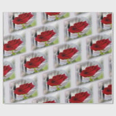Papier Cadeau Rose rouge 2 (Plat)