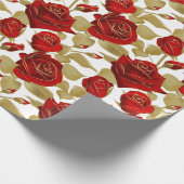 Papier Cadeau Rose Rouge Et Or (Coin)