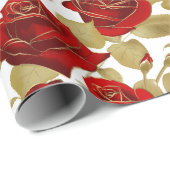 Papier Cadeau Rose Rouge Et Or (Coin rond)