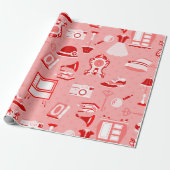 Papier Cadeau rose rouge flapper antique nostalgie ancienne mode (Déroulé)