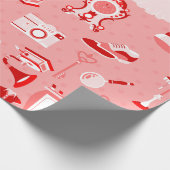 Papier Cadeau rose rouge flapper antique nostalgie ancienne mode (Coin)