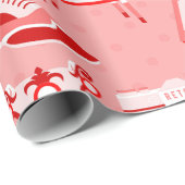 Papier Cadeau rose rouge flapper antique nostalgie ancienne mode (Coin rond)