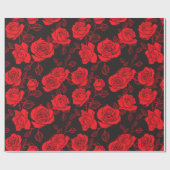 Papier Cadeau Rose rouge Motif sans couture (Plat)