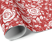 Papier Cadeau Rose rouge Motif Valentine (Coin rond)