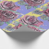 Papier Cadeau Rose rouge pourpre fleurs printemps Aquarelle (Coin)