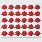 Papier Cadeau Rose rouge sur blanc (Plat)