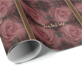 Papier Cadeau Rose rouge Vintage personnalisé (Coin rond)