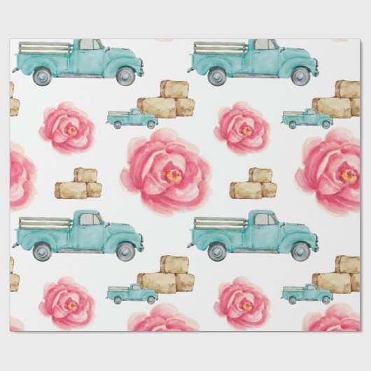 Papier Cadeau Rose rustique (Plat)