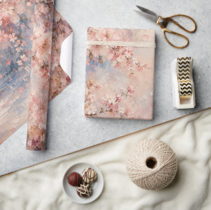 Papier Cadeau rose sakura Fleur de cerisier romantique rêveur