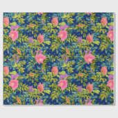 Papier Cadeau Rose sauvage, arrière - plan bleu, rose sauvage, r (Plat)