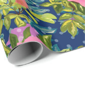 Papier Cadeau Rose sauvage, arrière - plan bleu, rose sauvage, r (Coin rond)