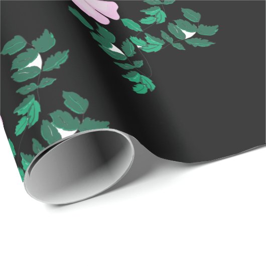 Papier Cadeau Rose sauvage rose pastel (Coin rond)