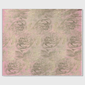 Papier Cadeau Rose Silver Grey Floral Rose Foxier Gold Pink (Plat)