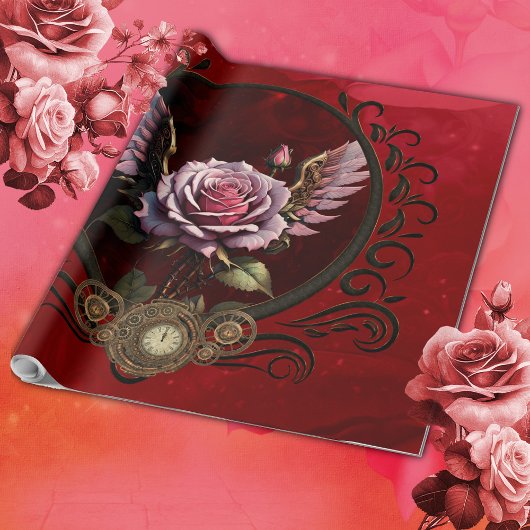 Papier Cadeau Rose Steampunk