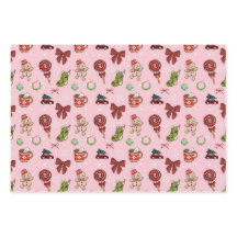 Papier cadeau rose sucré de Noël