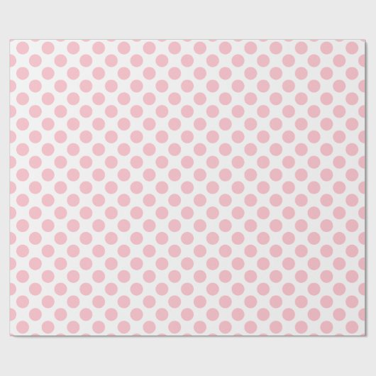 Papier Cadeau Rose sur blanc Pois de taille moyenne (Plat)