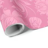 Papier Cadeau Rose sur les damas florales roses motif (Coin rond)