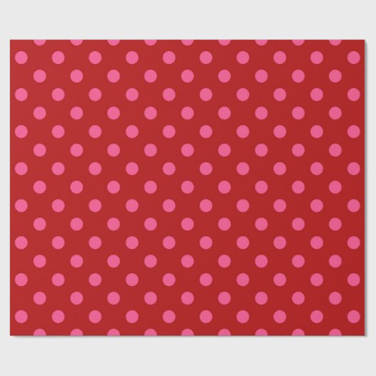 Papier Cadeau Rose sur rouge Pois Motif design (Plat)