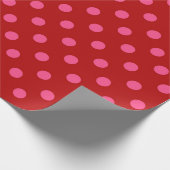 Papier Cadeau Rose sur rouge Pois Motif design (Coin)