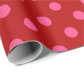 Papier Cadeau Rose sur rouge Pois Motif design (Coin rond)