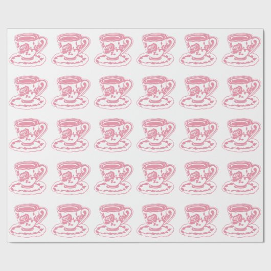 Papier Cadeau Rose Teacups Pattern Wrapping Paper (Plat)