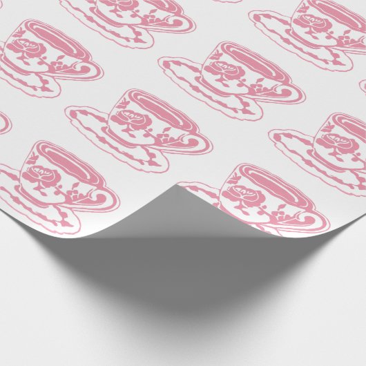 Papier Cadeau Rose Teacups Pattern Wrapping Paper (Coin)
