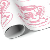 Papier Cadeau Rose Teacups Pattern Wrapping Paper (Coin rond)
