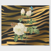 Papier Cadeau Rose Tigar de luxe moderne Black Gold (Plat)