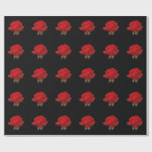 Papier Cadeau Rose très rouge sur noir (Plat)