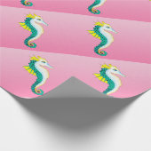 Papier Cadeau rose turquoise d'hippocampe (Coin)