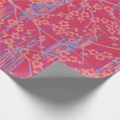 Papier Cadeau ROSE TURQUOISE SAKURA FLEURS JAUNES Floral (Coin)