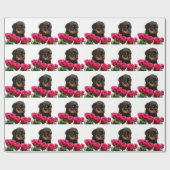 Papier Cadeau Rose Valentin Rottweiler Puppy (Plat)