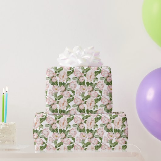 Papier Cadeau Rose Vert Floral Anniversaire Douche nuptiale pour (Cadeaux de fête)