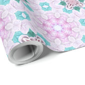 PAPIER CADEAU ROSE VERTE ROSE FILLE (Coin rond)