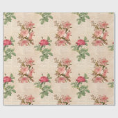 Papier Cadeau Rose victorien et éphémère de texte (Plat)