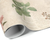 Papier Cadeau Rose victorien et éphémère de texte (Coin rond)