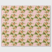 Papier Cadeau Rose victorien rose (Plat)