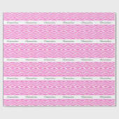 Papier Cadeau Rose vif et blanc rayures chevron (Plat)