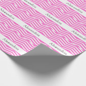 Papier Cadeau Rose vif et blanc rayures chevron (Coin)