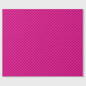 Papier Cadeau Rose vif et points noirs (Plat)