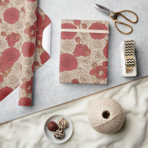 Papier Cadeau Rose vintage